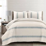 3PC King Farmhouse Stripe Quilt Blue - Lush D Cor. Fixed Price $31.99.