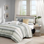 Madison Park Marina 6 Piece Printed Quilt Set With Throw Pillows. Fixed Price $494.96.