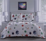 3-PIECE Space Quilt Twin Size Kids Planet Bedspread Lightweight Coverlet Set. Fixed Price $56.99.