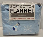 Snowman And Snowflake Soft 100%COTTON Flannel Sheet Set Twin Deep Pockets Blue. Fixed Price $23.00.