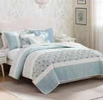 Madison Park Blue 6-PC Reversible Stella Percale With Throw Pillows Quilt Set. Fixed Price $64.99.
