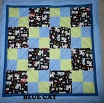 Meow Cat Pet Handmade Quilt Rescue Shelter Lime Blue Stars Blanket Bedding. Fixed Price $39.99.