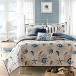 Madison Park Quilt Set Cottage Coastal Design, Starfish Print - All Season, Cove. Fixed Price $111.22.