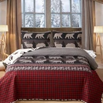 Ycosy King Size Quilt Set Bedding Rustic Lodge Bedspread Queen Red Black .... Fixed Price $56.37.