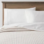 King Reversible Cotton Stripe Quilt Khaki - Threshold. Fixed Price $37.99.