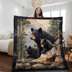 Rustic Black Bear Quilt Blanket Cozy Nature-inspired Bedding Cabin Woodland. Fixed Price $32.19.