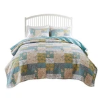 Benjara Evane 3PC Full/queen Quilt Set- Floral Design- Mist Blue & White Cotton. Fixed Price $114.15.