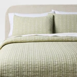 3PC Full/queen Matelasse Quilt And Shams Set Tinker Stripe Green - Threshold. Fixed Price $23.99.