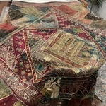 Vintage Golden Indian Bohemian Boho Hippy Patchwork Full Bedspread Damaged. Fixed Price $98.76.