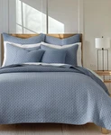 Levtex Home Cross Stitching 3-PC. Quilt Set, Full/queen Chambray Blue. Fixed Price $59.00.