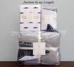 New Pottery Barn Kids 5-PC Patchwork Shark Twin Quilt + Std Sham Sheet Set Nla. Fixed Price $349.95.