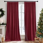 Burgundy Red Velvet Curtains For Christmas Decor, Soft Luxury Backdrops Stud. Fixed Price $88.99.