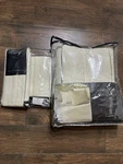 New Donna Karan Multiple Folds Pleated Beige King Coverlet & Shams 3PC. Fixed Price $244.39.