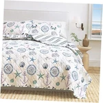 Coastal Quilt Set 2-PIECE Twin/twin Xl Size Nautical Motif. Fixed Price $47.41.