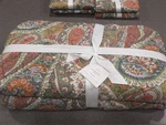 New Rare 5PC Pottery Barn Zia Paisley Print Queen Quilt 2 Euro Standard Shams. Fixed Price $494.55.