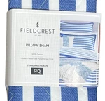 New Fieldcrest Standard/queen Pillow Sham 100% Cotton Coastal Blue Stripes. Fixed Price $19.95.