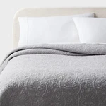 King Heirloom Floral Stitch Quilt Light Gray - Threshold. Fixed Price $45.99.