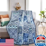 Newlake Quilted Throw Blanket For Bed Couch Sofa Blue Classic Bohemian 60X78. Fixed Price $74.63.