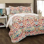 Clara Quilt 3 Piece Reversible Bedding Set King Turquiose & Tangerine. Fixed Price $62.16.