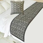 Decorative King Bed Runner Gray Jacquard, Quilted, Geometric - Atria. Fixed Price $148.28.