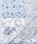 Cottage Blue Patch 3PC Full / Queen Quilt Set : Country Farmhouse White Floral. Fixed Price $94.45.