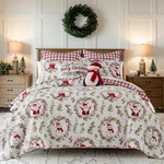 Pine & Plaid King Quilt Set With Shams - Reversible Holiday Design. Fixed Price $174.99.