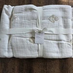 Pottery Barn Natalie Embroidered Coverlet Blanket Full/queen Flax/neutral. Fixed Price $149.99.