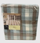 Park Smith 100% Cotton Coverlet Sarasota 90" X Full Queen Blue Brown Plaid. Fixed Price $47.00.