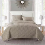 Nina Embossed 3 Piece Taupe Basketweave Microfiber Full/queen Quilt Set. Fixed Price $42.23.