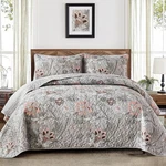 Wongs Bedding Boho Quilt Set - King Size, Gray/white/pink Floral Pattern. Fixed Price $39.00.