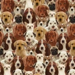 One Of Kind Fabric - Digital Printed Packed Dogs Windham Yard. Fixed Price $13.98.