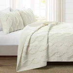 New Lush Decor Microfiber Quilt Set Ruffles Textured Solid, Ivory, Full/queen. Fixed Price $79.99.