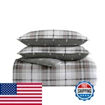 Eddie Bauer - King Comforter Set Reversible Cotton Bedding Matching Shams Plaid. Fixed Price $128.09.