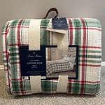 Brooks Brothers Red, Green, White Plaid Christmas Cotton Slub Full/queen Quilt. Fixed Price $81.22.