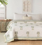 Indian Block Print Jaipuri Razai Pure Cotton Quilted Bedspread With Pillow. Fixed Price $169.99.