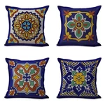 Semtomn Set Of 4 Linen Throw Pillow Covers Spanish Talavera Exotic Geometry Dark. Fixed Price $23.79.