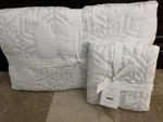Pottery Barn Karly Snowflake Queen Quilt & 1 Euro Sham Silver Christmas Rare. Fixed Price $523.58.