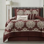 Lanco Modern Lifestyle Burgundy Queen Comforter Set 7 Pieces Jacquard Woven. Fixed Price $188.35.