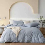 Jiyuan 100% Washed Cotton Duvet Cover Set Comfy Simple Style Soft Breathable Tex. Fixed Price $157.99.
