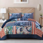 Djy Patchwork Quilt Set Size Navy Blue Bedspread Boho Paisley King,. Fixed Price $62.90.