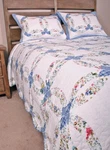 Blue Wedding Ring 3PC King Quilt Set : Cottage Romantic Country Floral Garden. Fixed Price $119.45.