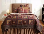Full Queen Quilt Red Blue Tan Hand Stitched Log Cabin Patchwork Cotton Millsboro. Fixed Price $198.95.
