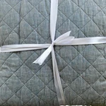 Pottery Barn Belgian Flax Linen Diamond King Quilt Chambray Blue New. Fixed Price $229.99.
