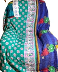 Kantha Quilt Throw Bedspread Teal Lavender Blues Red Floral Paisley Reversible. Fixed Price $38.99.