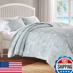 Greenland Home Coastal Paradise Reversible Matelass Coverlet Set, 3-PIECE Full. Fixed Price $81.09.