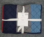 Pottery Barn Kids Block Stripe Quilt Cotton Navy Red Gray Blue Twin 68X86 Nwt. Fixed Price $119.99.