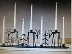 Pottery Barn Bronze Sculpted Reindeers & Trees Candle Holder Centerpiece Nib. Fixed Price $125.00.