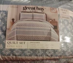 Great Bay Home April Morning Collection 3 Piece Quilt King Set. Reversible, Blue. Fixed Price $110.95.