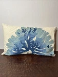 Pottery Barn Blue Coral Embroidered Applique Pillow Sham Large 16"X26" Cotton. Fixed Price $83.58.