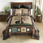 Donna Sharp Tree Of Love Bear Family Country Cabin Cotton King 3 Pc Quilt Set. Fixed Price $154.00.